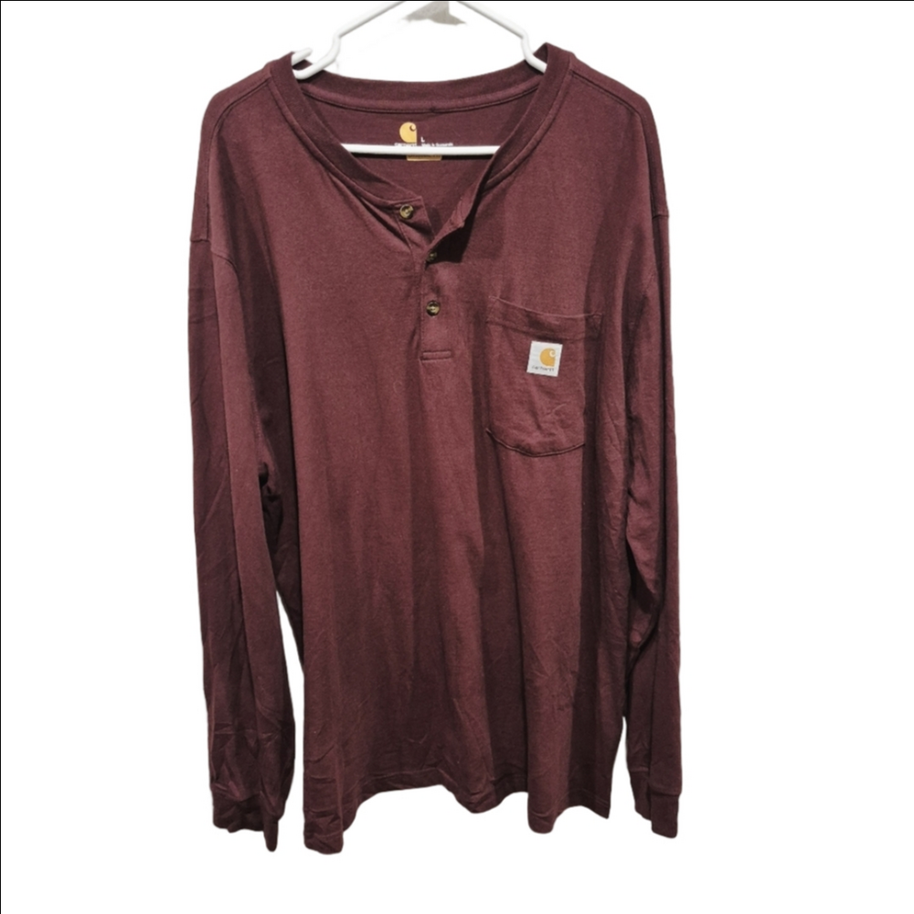 Carhartt Maroon Long Sleeve Henley Shirt